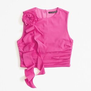Abercrombie & Fitch Rosette Ruffle Top